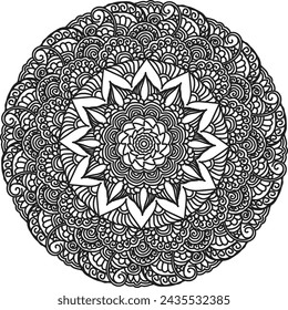 Circular pattern in the form of mandala with flower for henna, mehndi, tattoo, decoration. decorative ornament in ethnic oriental style. coloring book page.