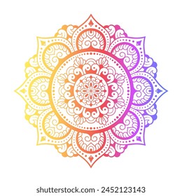 Circular pattern in form of mandala with flower for Henna, Mehndi, tattoo, decoration. Decorative ornament in ethnic oriental style. Rainbow pattern on white background.