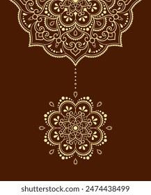 Circular pattern in form of mandala with flower for Henna, Mehndi, tattoo, decoration. Decorative ornament in ethnic oriental style. Outline doodle hand draw vector illustration.