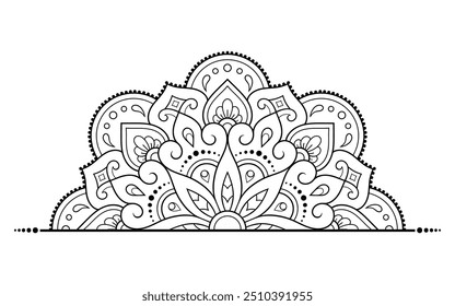 Circular pattern in form of mandala with flower for Henna, Mehndi, tattoo, decoration. Decorative ornament in ethnic oriental style. Outline doodle hand draw vector illustration.