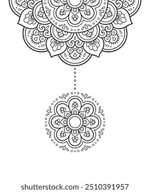 Circular pattern in form of mandala with flower for Henna, Mehndi, tattoo, decoration. Decorative ornament in ethnic oriental style. Outline doodle hand draw vector illustration.