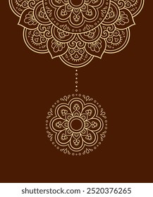 Padrão circular em forma de mandala com flor para Henna, Mehndi, tatuagem, decoração. Ornamento decorativo em estilo oriental étnico. Contorno mão rabiscar desenhar ilustração vetorial.