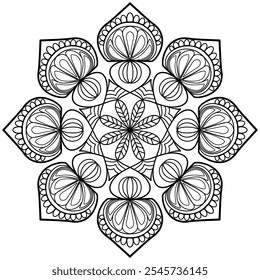 Patrón circular en forma de mandala con flor para Henna, Mehndi, tatuaje, decoración. Adorno decorativo en estilo étnico oriental. Ilustración vectorial de dibujo a mano de doodle.