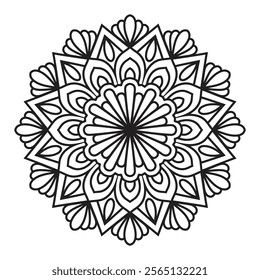 Circular pattern in form of mandala with flower for Henna, Mehndi, tattoo, decoration. Decorative ornament in ethnic oriental style. Vector abstract mandala pattern. Art on the wall. Coloring book