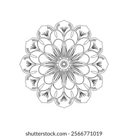 Circular pattern in form of mandala with flower for Henna, Mehndi, tattoo, decoration. Decorative ornament in ethnic oriental style. Outline doodle hand draw vector illustration.