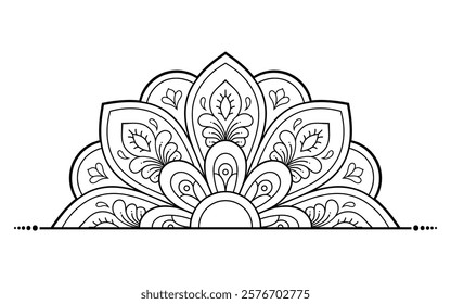 Circular pattern in form of mandala with flower for Henna, Mehndi, tattoo, decoration. Decorative ornament in ethnic oriental style. Outline doodle hand draw vector illustration.