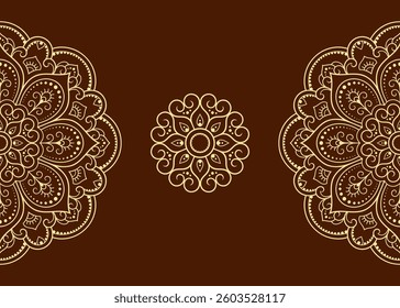 Circular pattern in form of mandala with flower for Henna, Mehndi, tattoo, decoration. Decorative ornament in ethnic oriental style. Outline doodle hand draw vector illustration.