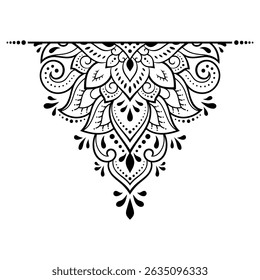 Circular pattern in form of mandala with flower for Henna, Mehndi, tattoo, decoration. Decorative ornament in ethnic oriental style. Outline doodle hand draw vector illustration.