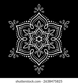 Circular pattern in form of mandala with flower for Henna, Mehndi, tattoo, decoration. Decorative ornament in ethnic oriental style. Outline doodle hand draw vector illustration.