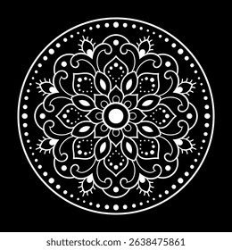 Circular pattern in form of mandala with flower for Henna, Mehndi, tattoo, decoration. Decorative ornament in ethnic oriental style. Outline doodle hand draw vector illustration.