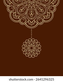 Circular pattern in form of mandala with flower for Henna, Mehndi, tattoo, decoration. Decorative ornament in ethnic oriental style. Outline doodle hand draw vector illustration.