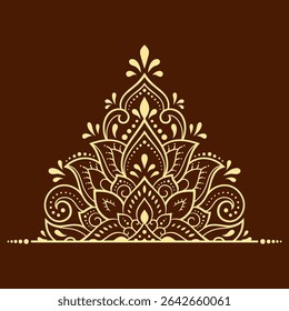 Circular pattern in form of mandala with flower for Henna, Mehndi, tattoo, decoration. Decorative ornament in ethnic oriental style. Outline doodle hand draw vector illustration.
