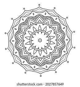 Circular pattern in form of mandala with with geometry elements and small details. Vector illustration for coloring book, Henna, Mehndi, decoration.