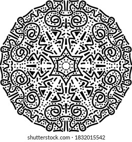 Circular pattern in form of mandala for greeting card, case print, etc. Abstract patterns. Mandala pattern black and white. Vector illustration