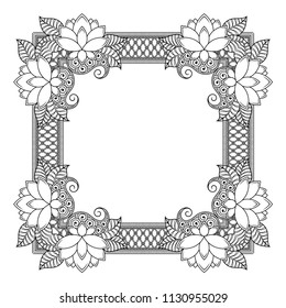 Circular pattern in form of mandala for Henna, Mehndi, tattoo, decoration. Decorative ornament in ethnic oriental style. Coloring book page.