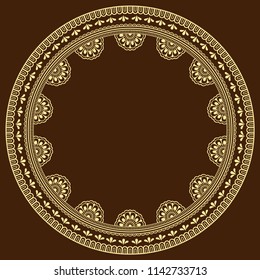 Circular pattern in form of mandala for Henna, Mehndi, tattoo, decoration. Decorative ornament in ethnic oriental style. Coloring book page.