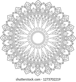 Circular pattern in form of mandala for Henna, Mehndi, tattoo, decoration. Decorative ornament in ethnic oriental style. Coloring book page.