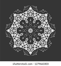 Circular pattern in form of mandala for Henna, Mehndi, tattoo, decoration. Decorative ornament in ethnic oriental style. Coloring book page.