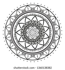 Circular pattern in form of mandala for henna. Mehndi.