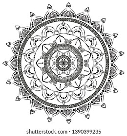 Circular Pattern In Form Of Mandala For Henna. Mehndi.