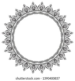Circular pattern in form of mandala for henna. Mehndi.