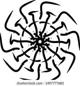 Circular pattern in form of mandala for Henna Mehndi tattoo decoration Decorative ornament in ethnic oriental style Coloring book page logo black hole lineart
