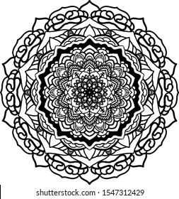 circular pattern in form of mandala for henna, mehndi, tattoo, decoration. Decorative ornament in ethnic oriental style. Coloring book page.