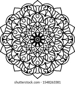 Circular pattern in form of mandala for Henna, Mehndi, tattoo, decoration. Decorative ornament in ethnic oriental style. Coloring book page.