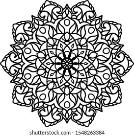 Circular pattern in form of mandala for Henna, Mehndi, tattoo, decoration. Decorative ornament in ethnic oriental style. Coloring book page.