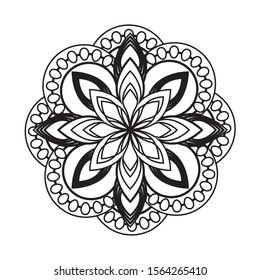 Circular pattern in form of mandala for Henna, Mehndi, tattoo, decoration. Decorative ornament in ethnic oriental style. Coloring book page.
