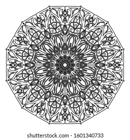 Circular pattern in form of mandala for Henna, Mehndi, tattoo, decoration. Decorative ornament in ethnic oriental style. Coloring book page. EPS 10.