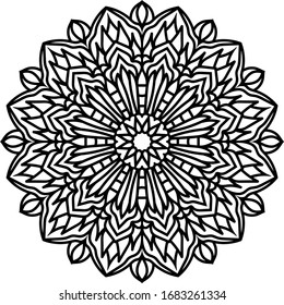 Circular pattern in form of mandala for Henna, Mehendi, tattoo, decoration. Decorative ornament in ethnic oriental style. Coloring book page.