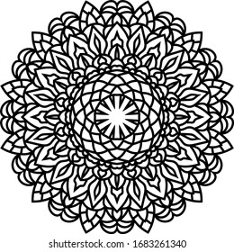 Circular pattern in form of mandala for Henna, Mehendi, tattoo, decoration. Decorative ornament in ethnic oriental style. Coloring book page.