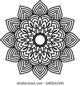 Circular pattern in form of mandala for Henna, Mehendi, tattoo, decoration. Decorative ornament in ethnic oriental style. Coloring book page.