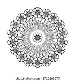 Circular pattern in form of mandala for henna, mehndi, tattoo, decoration. decorative ornament in oriental style. Coloring book page. EPS 10.