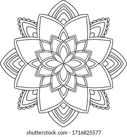 Circular pattern in form of mandala for Henna, Mehndi, tattoo, decoration. Decorative ornament in ethnic oriental style. Coloring book page