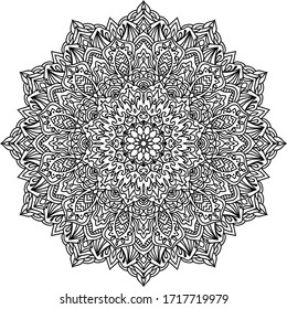 Circular pattern in form of mandala for Henna, Mehndi, tattoo, decoration. Decorative ornament in ethnic oriental style. Coloring book page.
