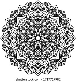 Circular pattern in form of mandala for Henna, Mehndi, tattoo, decoration. Decorative ornament in ethnic oriental style. Coloring book page.
