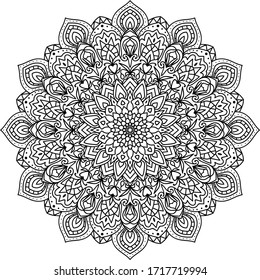 Circular pattern in form of mandala for Henna, Mehndi, tattoo, decoration. Decorative ornament in ethnic oriental style. Coloring book page.
