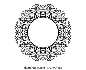 Circular pattern in form of mandala for Henna, Mehndi, tattoo, decoration. Decorative ornament in ethnic oriental style. Coloring book page.