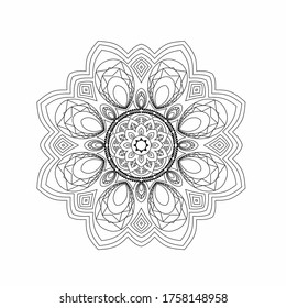 Circular pattern in form of mandala for Henna, tattoo, decoration. Decorative ornament in ethnic oriental style. Coloring book page.