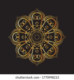 Circular pattern in form of mandala for Henna, Mehndi, tattoo, decoration. Decorative ornament in ethnic oriental style. Coloring book page.