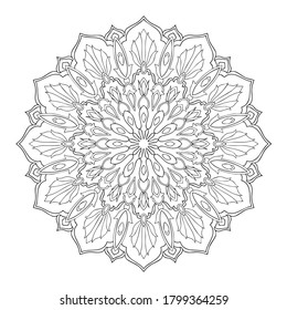 Circular pattern in form of mandala for Henna, india ornament, round tattoo, decoration. Decorative ornament in ethnic oriental style. Coloring book page vector.