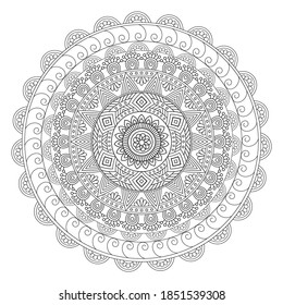Circular pattern in form of mandala for Henna, Mehndi, tattoo, decoration
