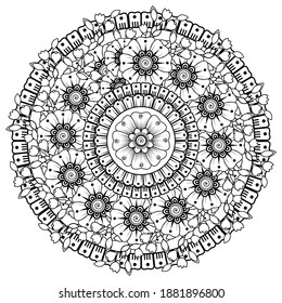 Patrón circular en forma de mandala. henna tatoo mandala. estilo mehndi. decoración de estilo oriental. página del libro de coloreado.