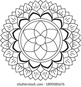 Circular pattern in form of mandala for Henna, Mehndi, tattoo, decoration. coloring book mandala art.