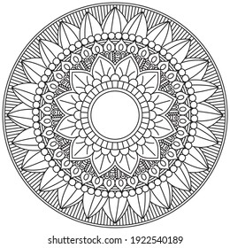 Circular pattern in form of mandala for Henna Mehndi Tattoo Decoration Decorative ornament in ethnic oriental style Coloring book page Mandala pattern black and white good mood