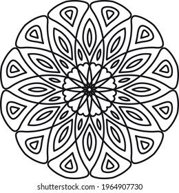 Circular pattern in form of mandala for Henna, Mehndi, tattoo, decoration. Decorative ornament in ethnic oriental style. Coloring book page. ornamental round lace ornament.
