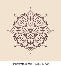 Patrón circular en forma de mandala para Henna, decoración. Ornamento decorativo en vector de estilo étnico oriental