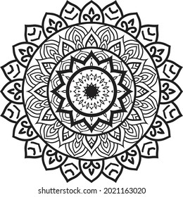 Circular pattern in form of mandala for Henna, Mehndi, tattoo, decoration. Decorative ornament in ethnic oriental style. Coloring book page